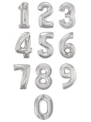 silver foil number balloons