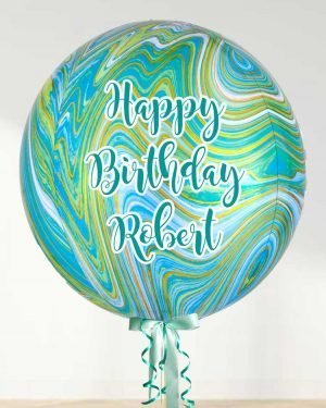 Green Marble Personalized Balloon