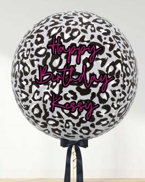 white leopard personalized balloon