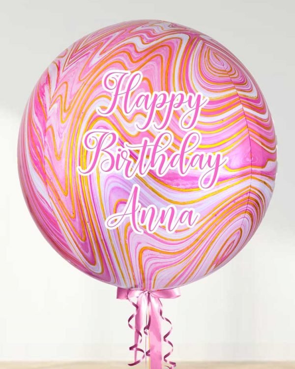 Pink Marble Pesonalized Balloon