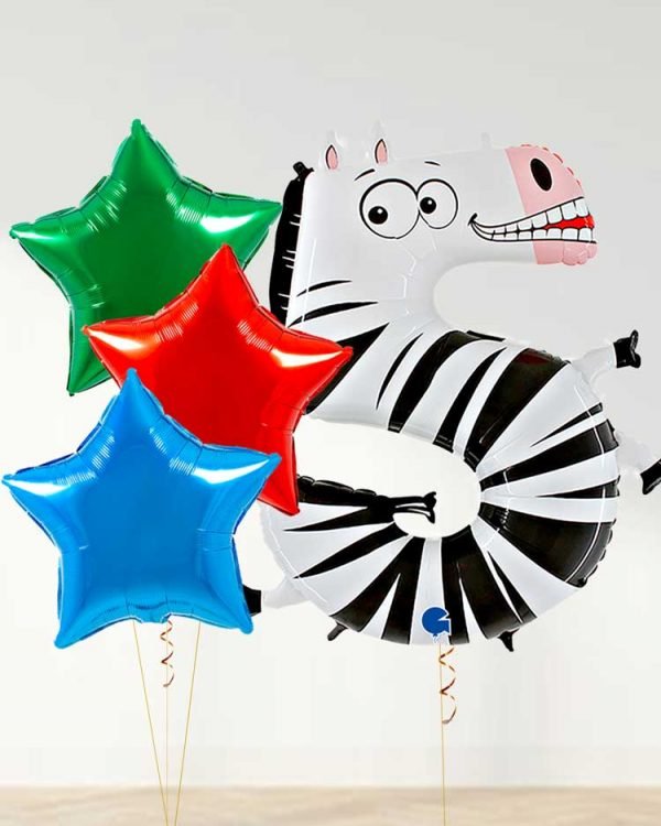 numeral balloons in the shape of an animal 5