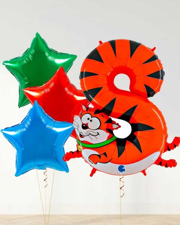 numeral balloons in the shape of an animal 8